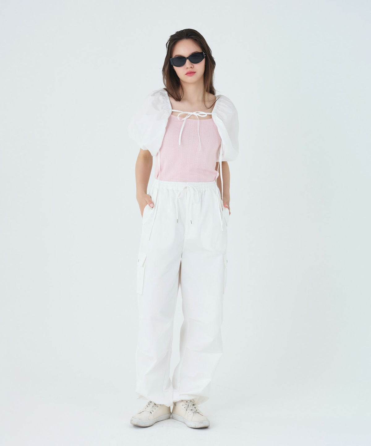 ボトムス/パンツ/カーゴパンツ/ルーズ/ホワイト/グレージュ/チャコール