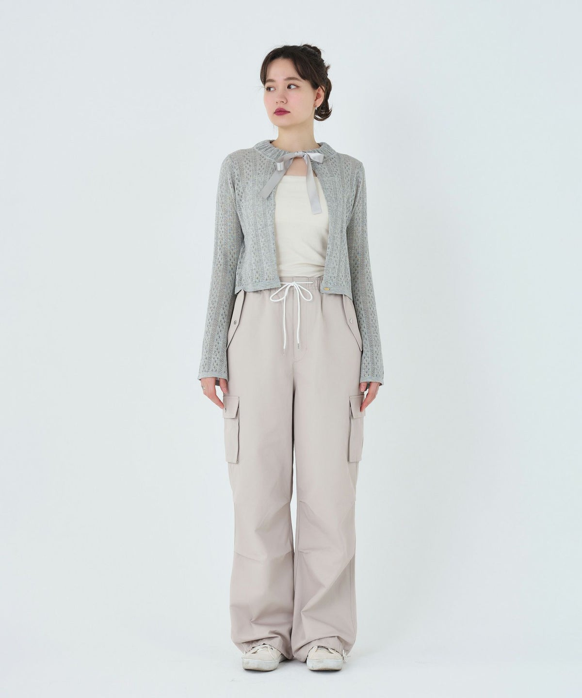 ボトムス/パンツ/カーゴパンツ/ルーズ/ホワイト/グレージュ/チャコール