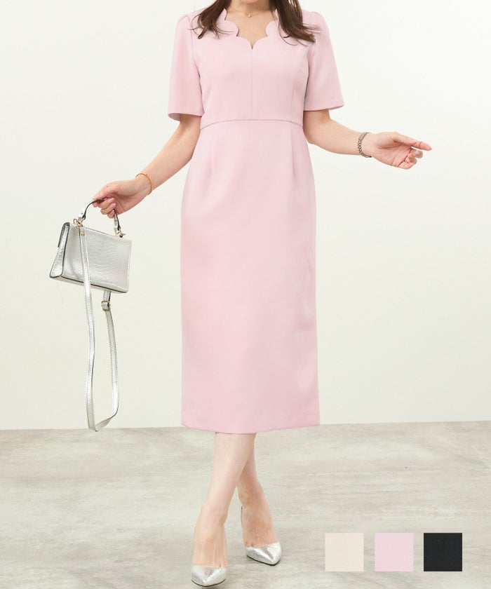 スカラップ Vネック ワンピース Liala×PG