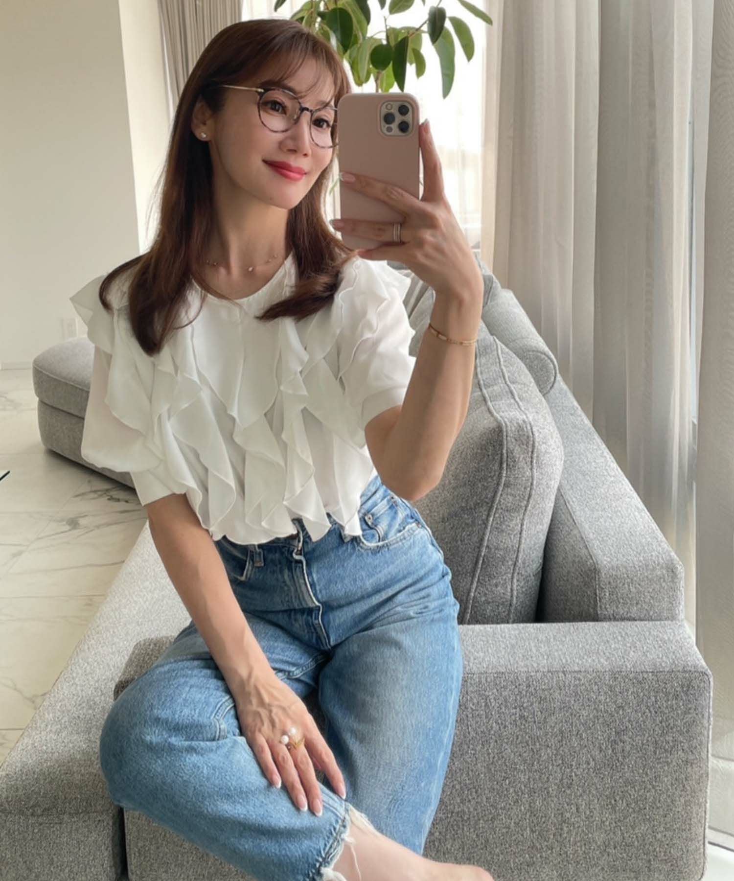 フロント ラッフル フリル ブラウス Liala×PG 全3色｜lpg821-1729【1