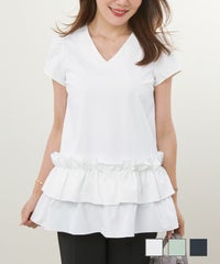 ２段フリル Vネック ブラウス Liala×PG