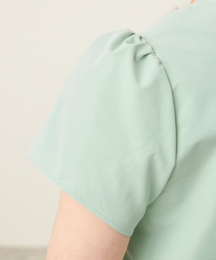 手洗い可/袖山ギャザー/半袖/フリル/パンツスタイル/