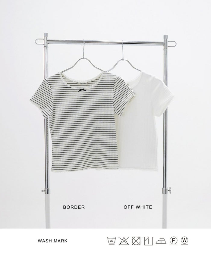 トップス/カットソー/半袖/ホワイト/ボーダー