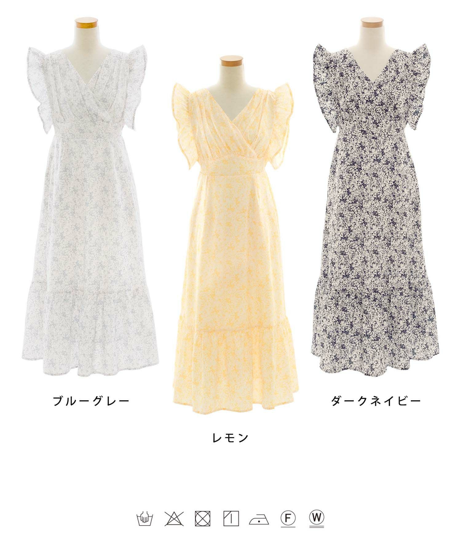 クラシカル フラワープリント フリル ワンピース le reve vaniller 全3
