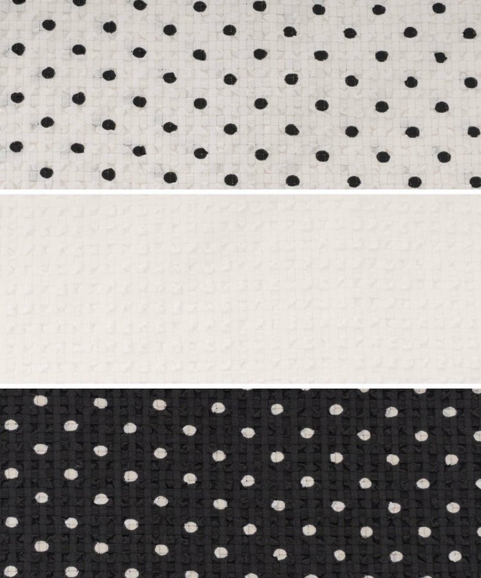 セレクト/トップス/ブラウス/ドット/半袖/パフスリーブ/配色/凹凸生地/ホワイト×ブラックドット/ホワイト/ブラック×ホワイトドット/フリー/F/春/夏/秋/可愛い/かわいい/華やか/大人/上品/