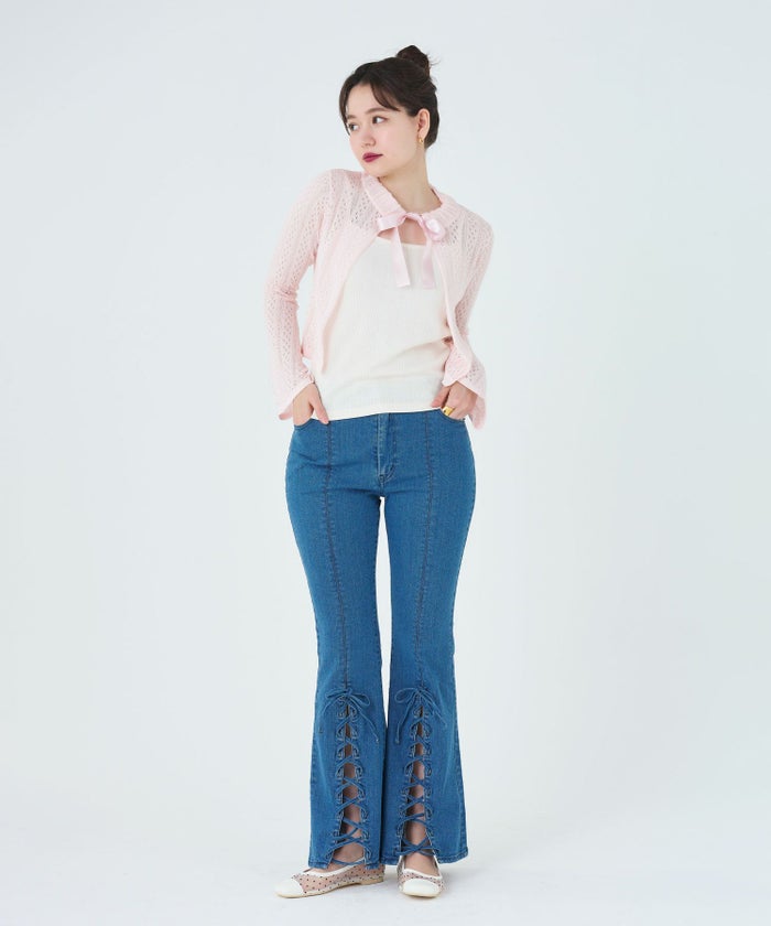 ボトムス/パンツ/デニム/レースアップ/インディゴ