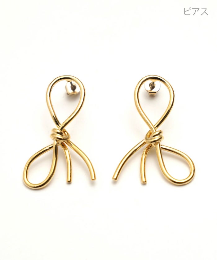 ツイスト リボン ピアス イヤリング Twist Ribbon Pierce Earring 真鍮 チタンポスト 大人可愛い リボンリング ツイスト リボン ピアス イヤリング Twist Ribbon Pierce Earring （Liala）