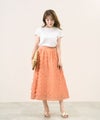 シアー感/フリンジ/立体的/上品/ふんわり/ミモレ丈/バックウエストゴム/ファスナー&ホック/くすみピンク/オレンジ/ブラック
