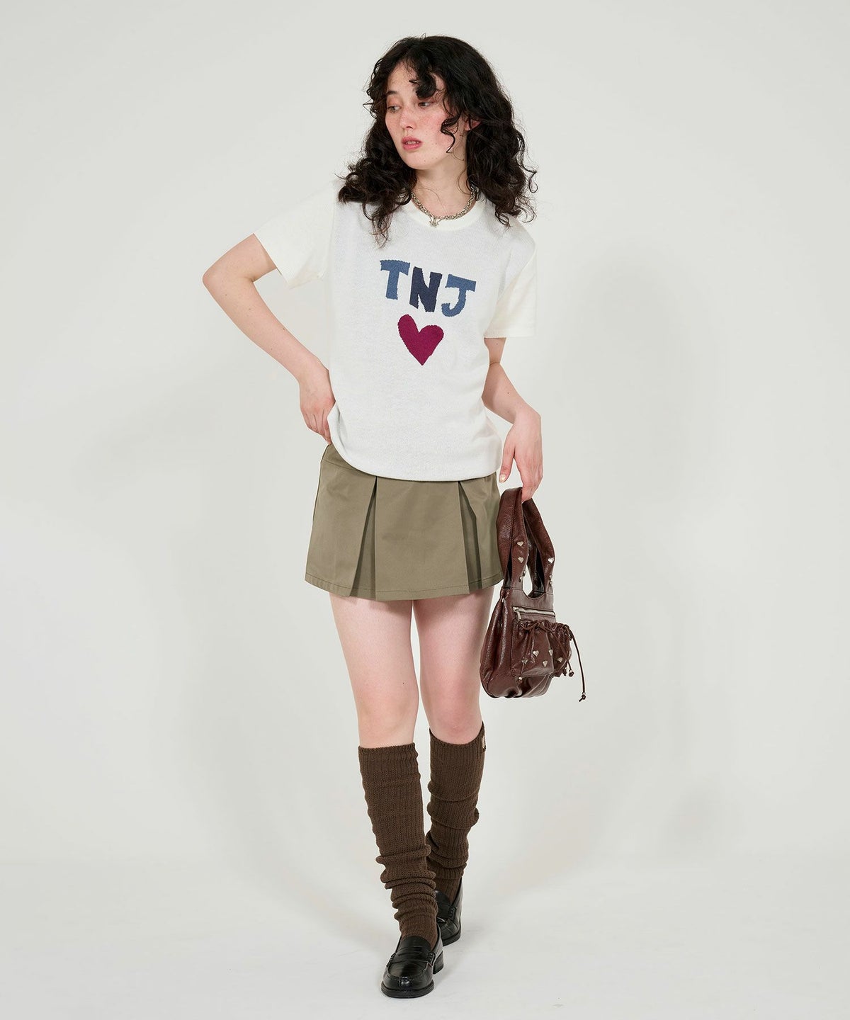 トップス/ニット/ジャガードニット/オリジナルイラスト/ブルー/レッド