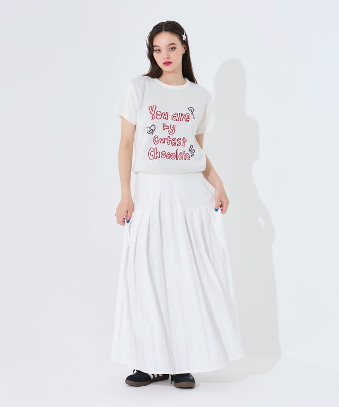 トップス/ニット/ジャガードニット/オリジナルイラスト/ブルー/レッド