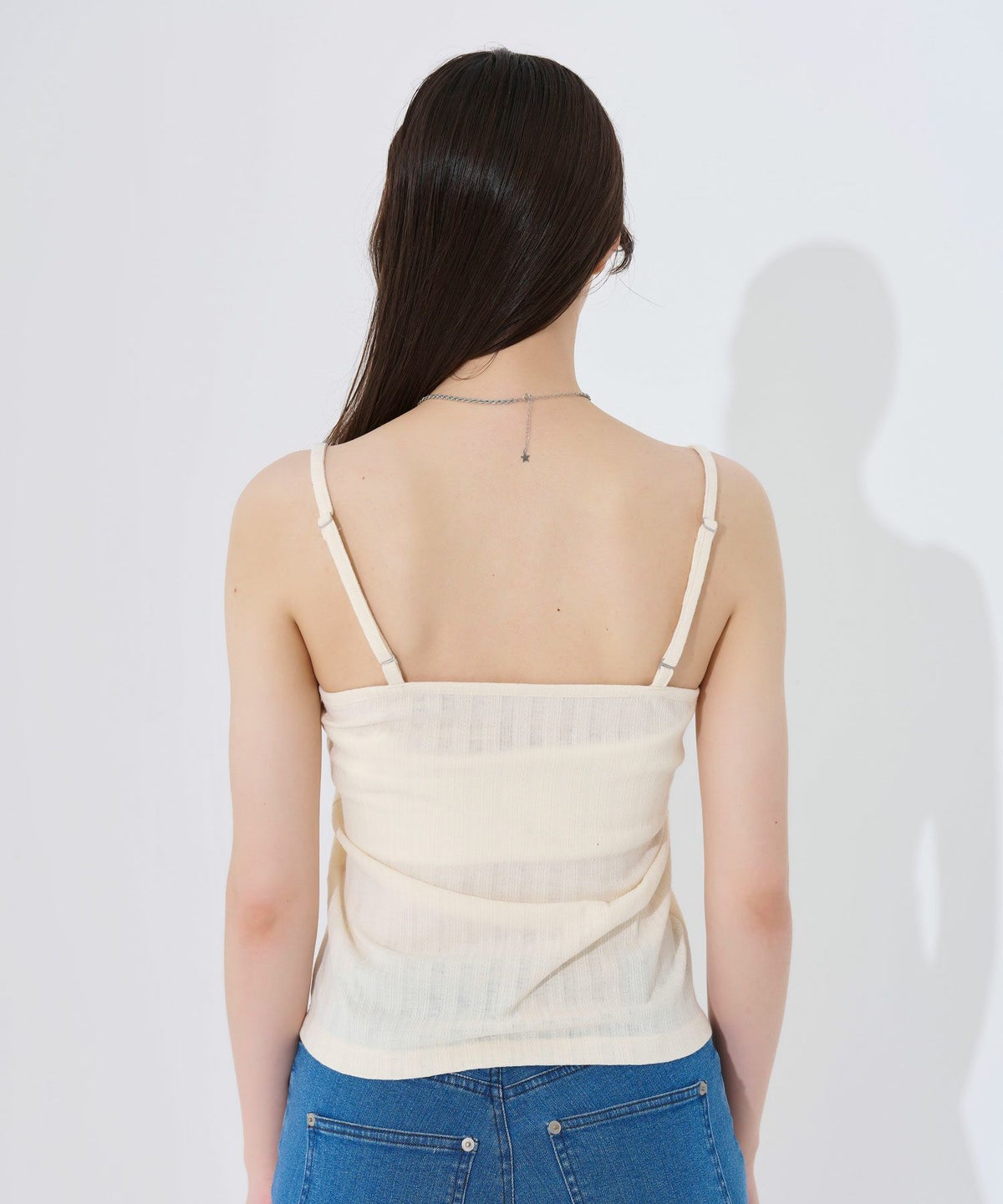 トップス/キャミソール/ヘンリーネック/アイボリー/小花柄/クリーム