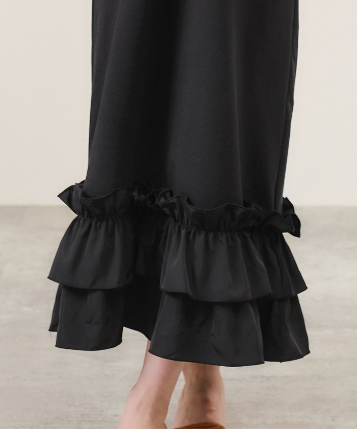 手洗い可 S/M/L 半袖 リラックス ロング丈 ルームウェア ワンマイルウェア 異素材切り替え ドッキング 大人可愛い カジュアル