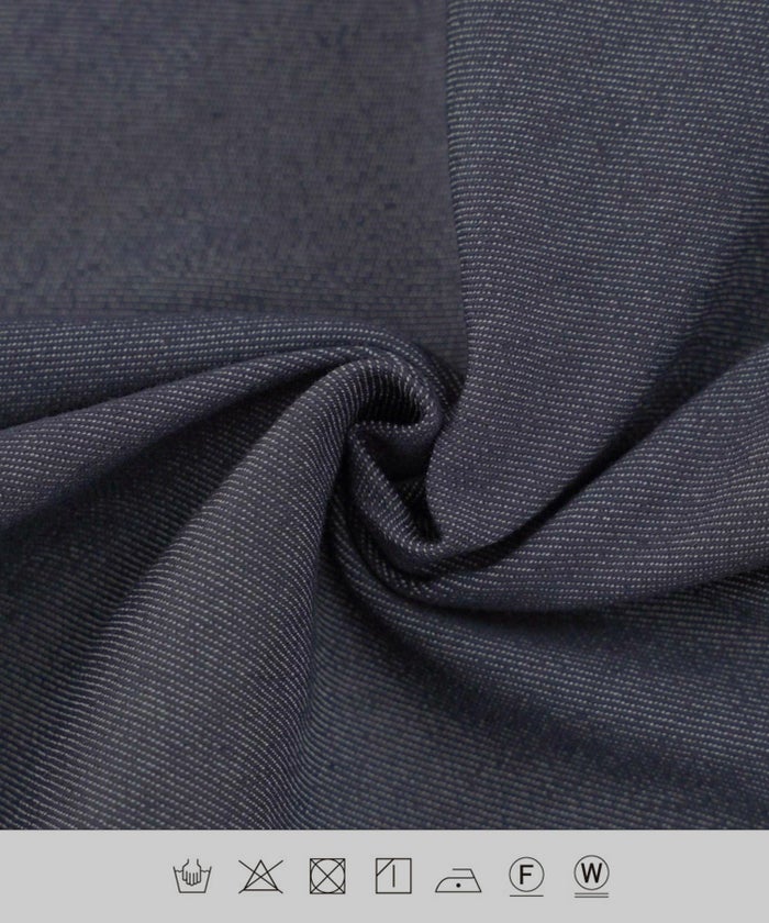 レディース/ワンピース/デニム/ストレッチ/ランタンスリーブ/ステッチ/配色/Vネック/パール/ウエストリボン/サイドリボン/フレア/半袖/タック/妊婦/産後服/ライトブルー/インディゴ/夏/春/秋/カジュアル/エレガント/フェミニン