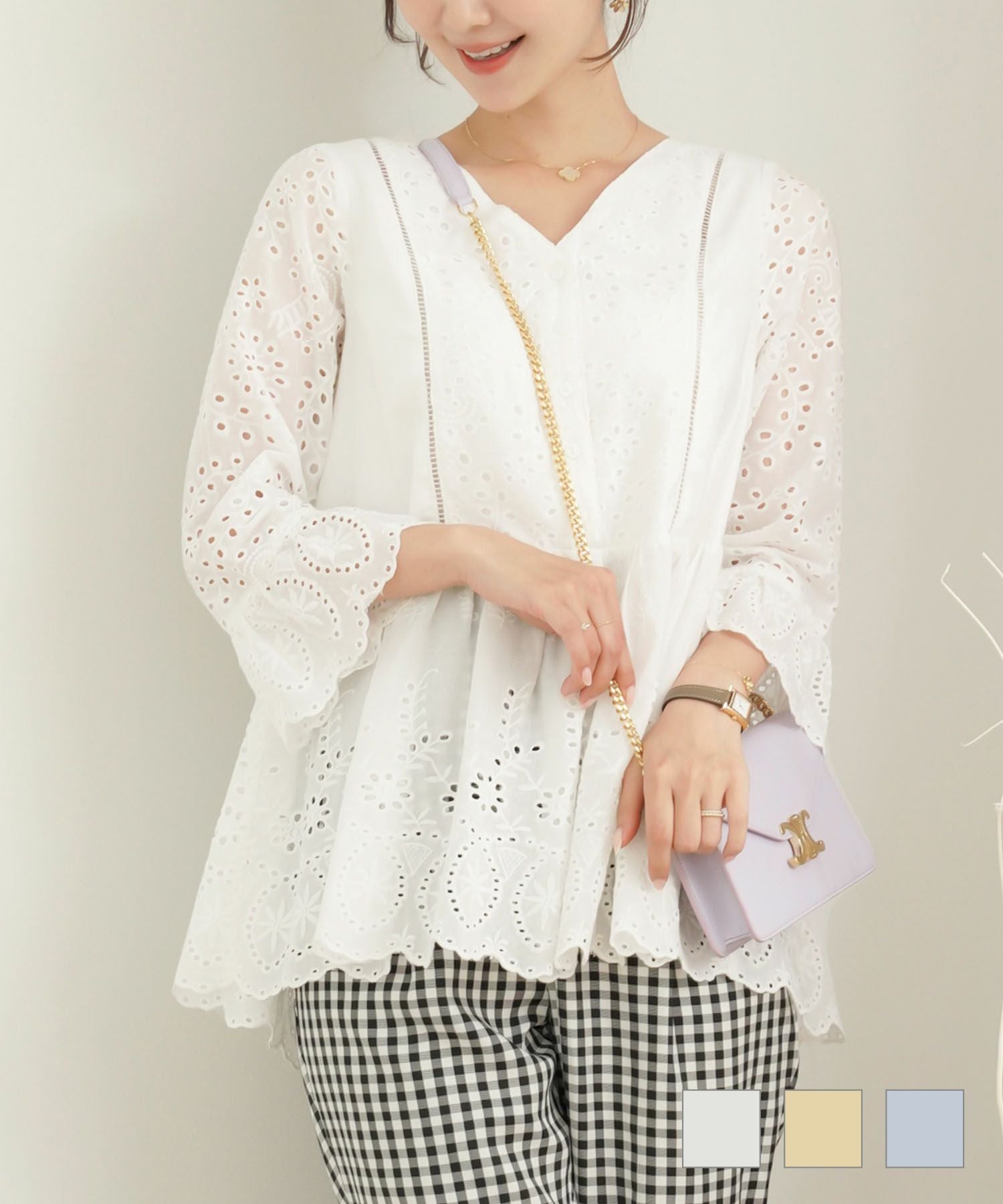 コットン レース チュニック ブラウス le reve vaniller 全3色