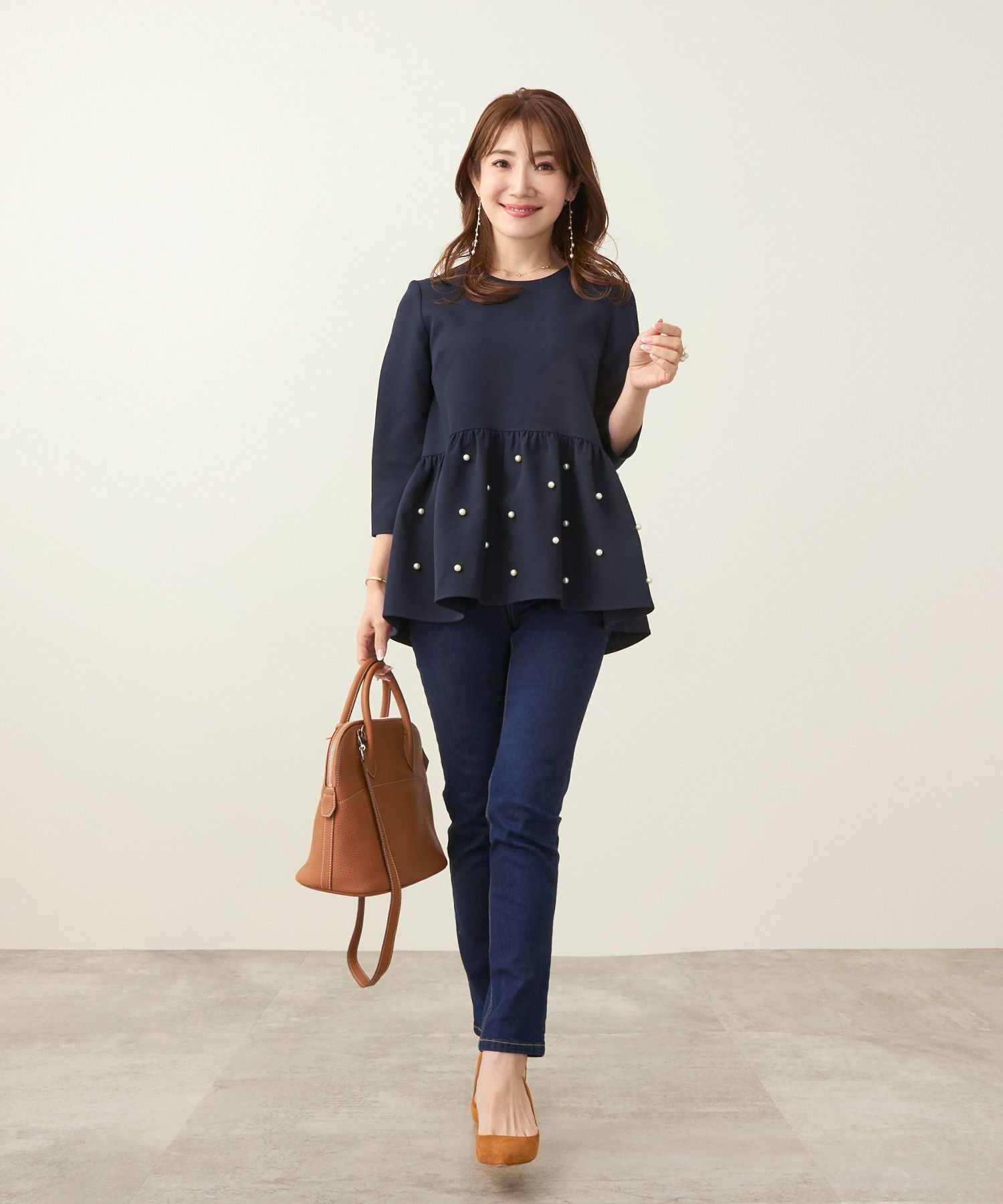 パール付き ペプラム ブラウス Liala×PG 全6色｜lpg831-1757【13】