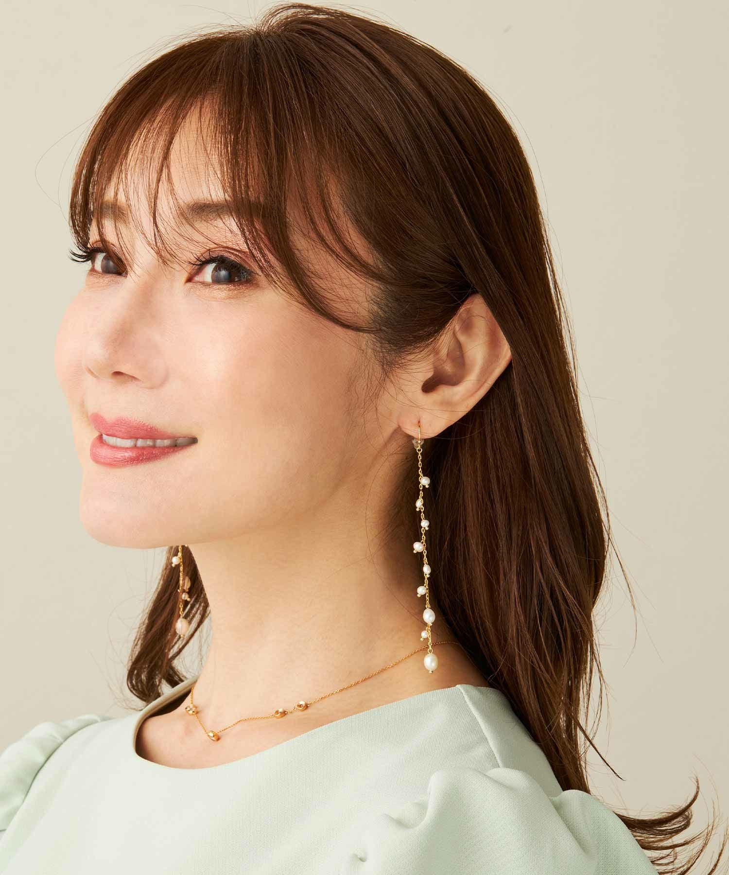 淡水パール ロング ピアス イヤリング Freshwater Pearl Long Pierce