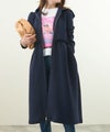 ロングアウター/フロントスライダー/フード付き/肩ギャザー/ウエストフリル/大人可愛い
