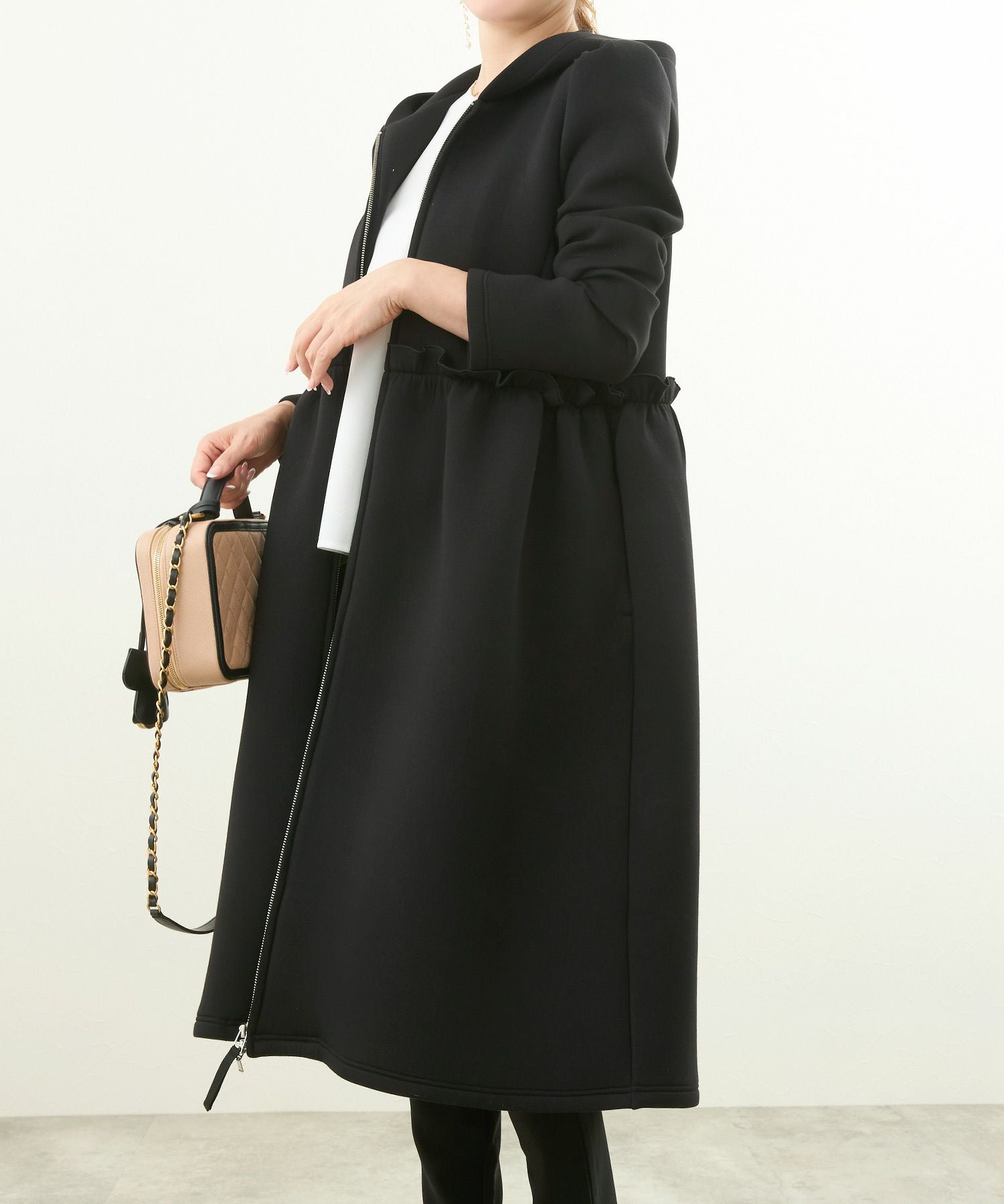 ダンボール フード ドレス ロング コート 長袖 Liala×PG 全2色｜lpg131