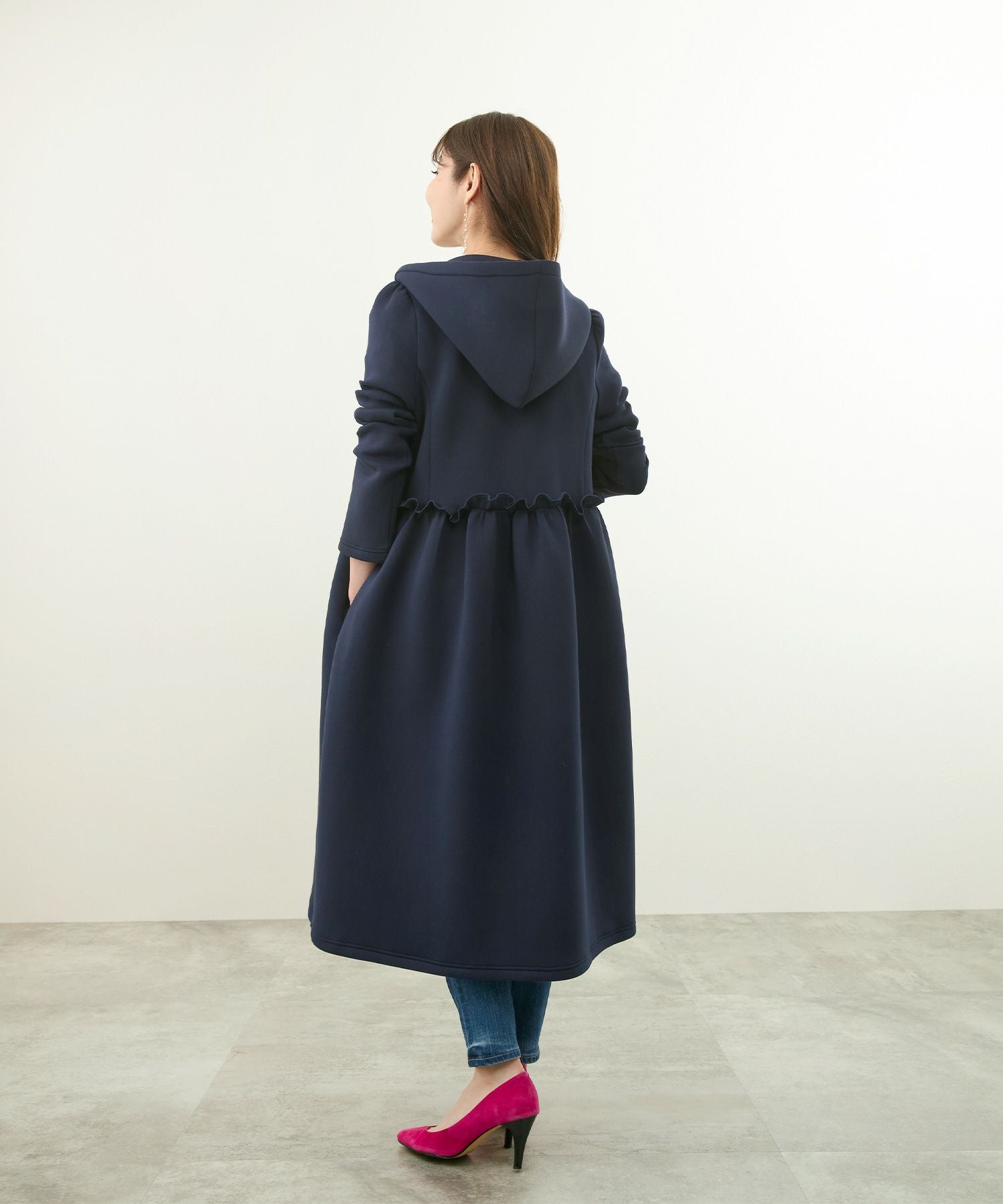 ダンボール フード ドレス ロング コート 長袖 Liala×PG 全2色｜lpg131