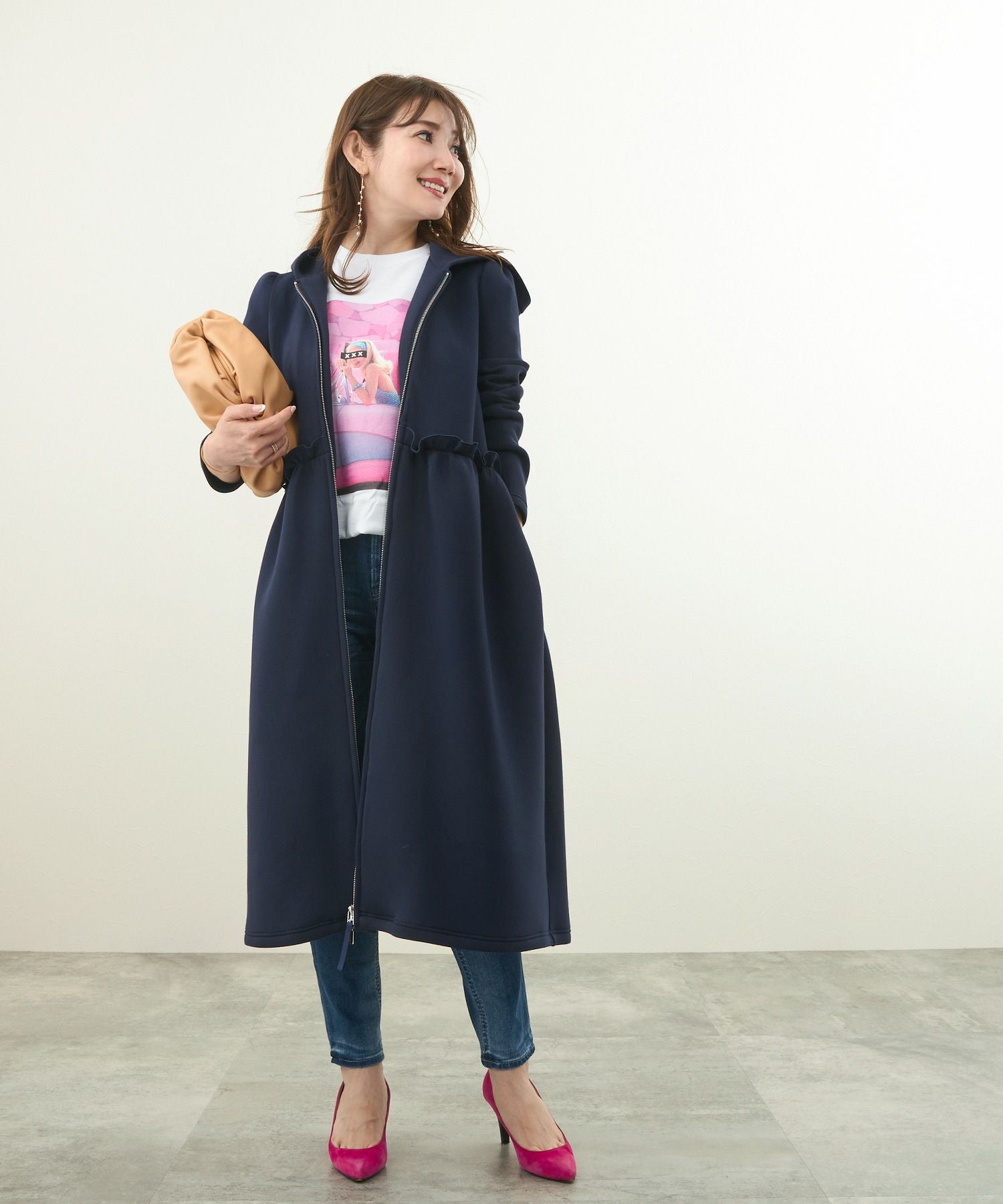 ダンボール フード ドレス ロング コート 長袖 Liala×PG 全2色｜lpg131