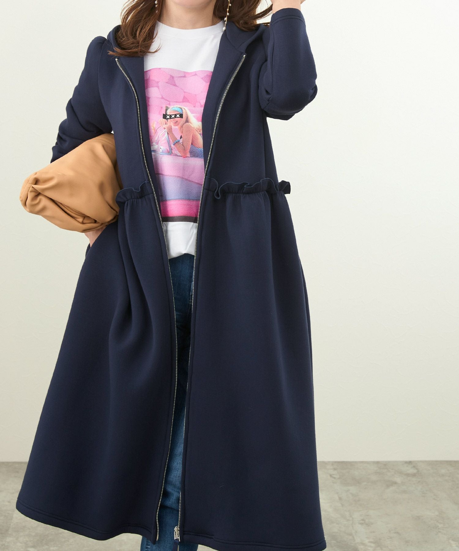 ダンボール フード ドレス ロング コート 長袖 Liala×PG 全2色｜lpg131