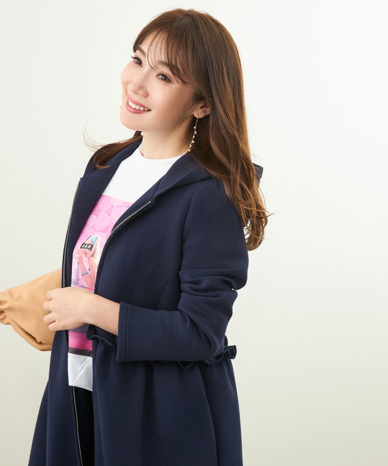 ダンボール フード ドレス ロング コート 長袖 Liala×PG 全2色｜lpg131