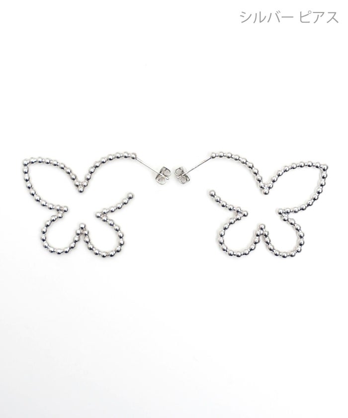 スタッズ バタフライ ピアス イヤリング Studded Butterfly Pierce Earring シンプル 華やか オールマイティ フープ スタッズ バタフライ ピアス イヤリング Studded Butterfly Pierce Earring （Liala）