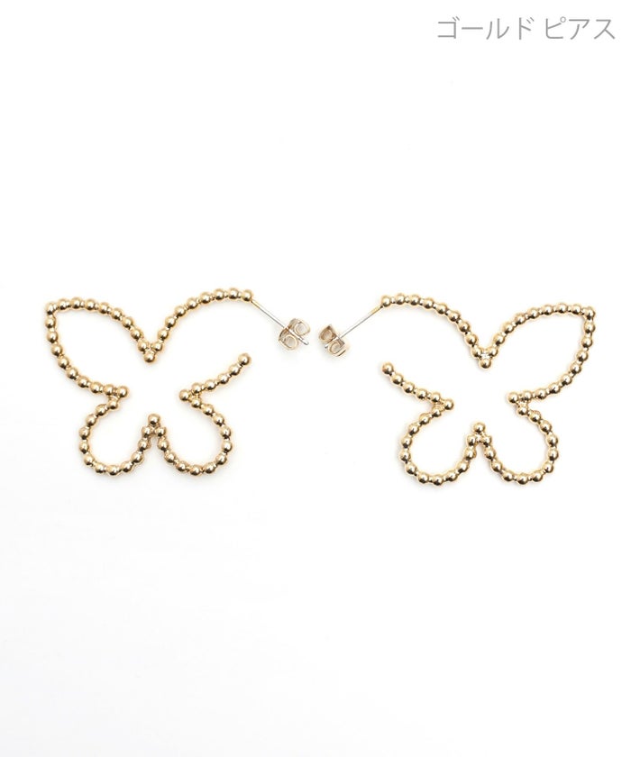 スタッズ バタフライ ピアス イヤリング Studded Butterfly Pierce Earring