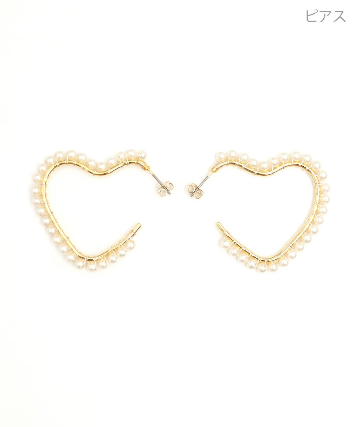 フープ ピアス イヤリング 真鍮 チタンポスト プラパール 小粒 華奢 パール トリミング ハート フープ ピアス イヤリング Pearl Trimming Heart Hoop Pierce Earring （Liala）