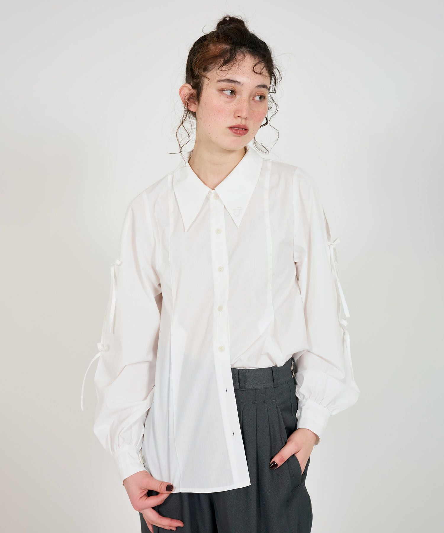 Early-Summer-SALE タックリボン袖 ブラウス TINA：JOJUN 全3色