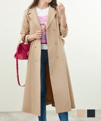 アウター ライトコート 長袖 テーラード 襟 くるみボタン オフィス 通勤着 ロング 大人可愛い ベルト付き くるみボタン テーラード コート Liala×PG