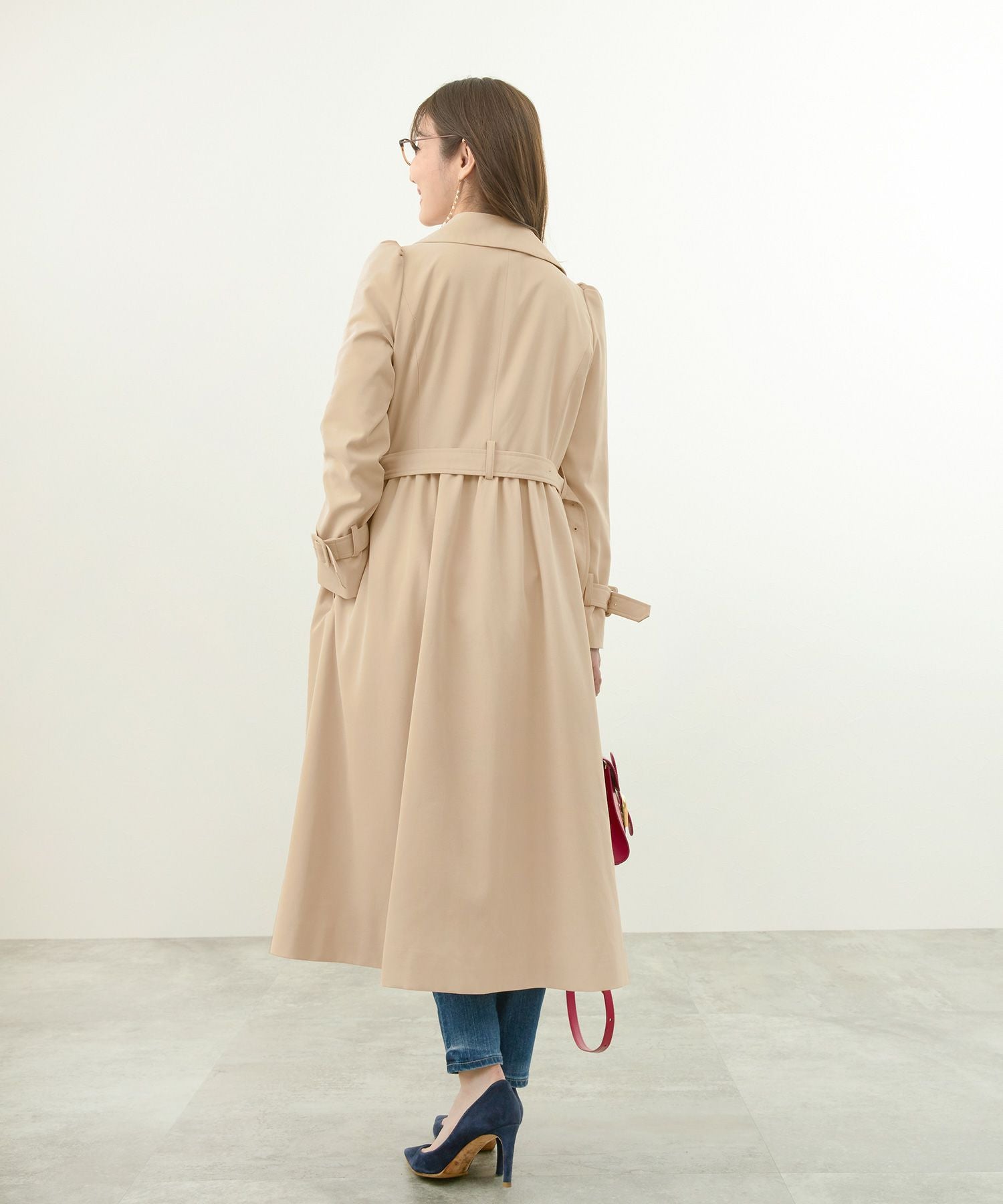 Occasion-SALE ベルト付き くるみボタン テーラード コート Liala×PG