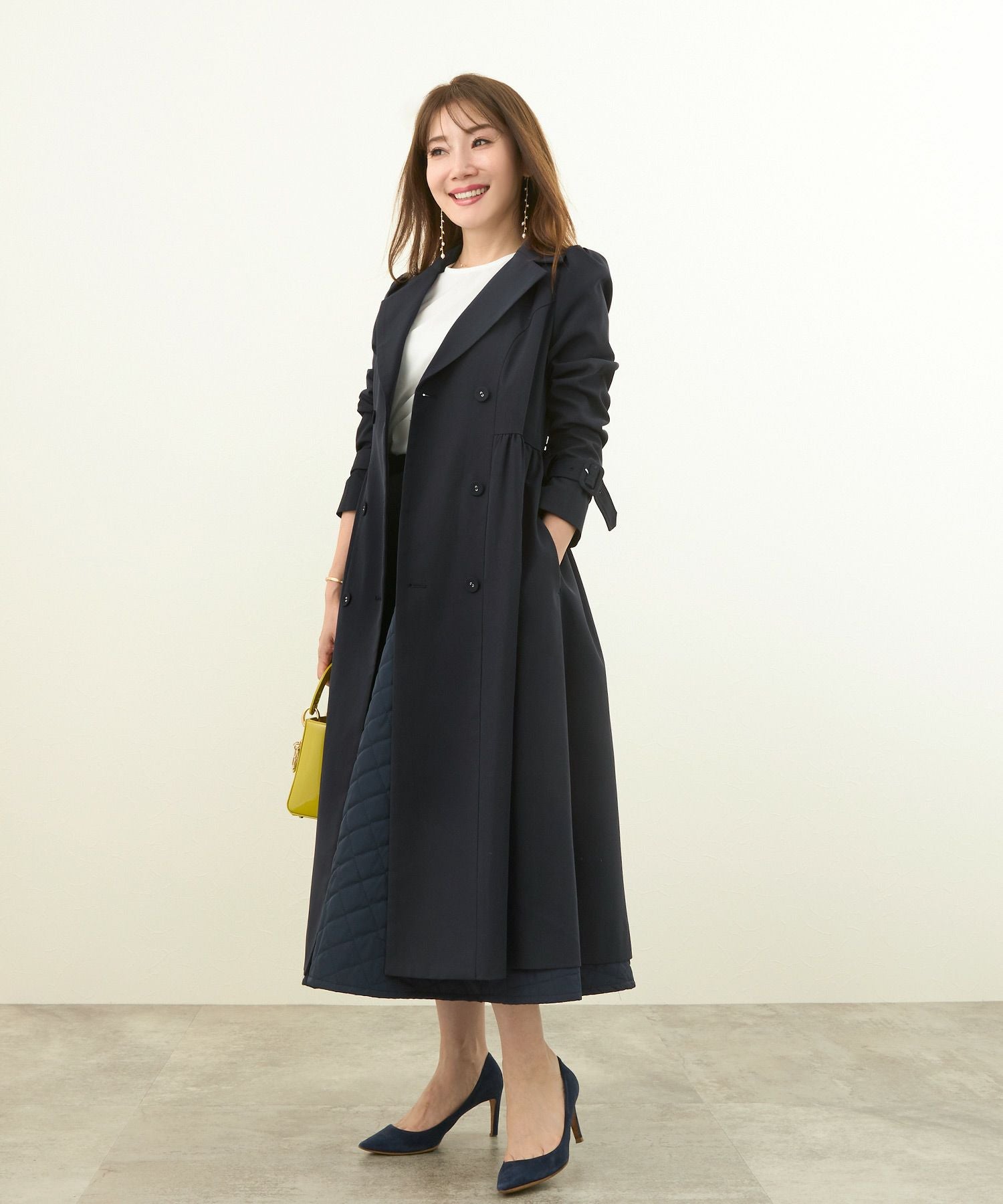 Occasion-SALE ベルト付き くるみボタン テーラード コート Liala×PG