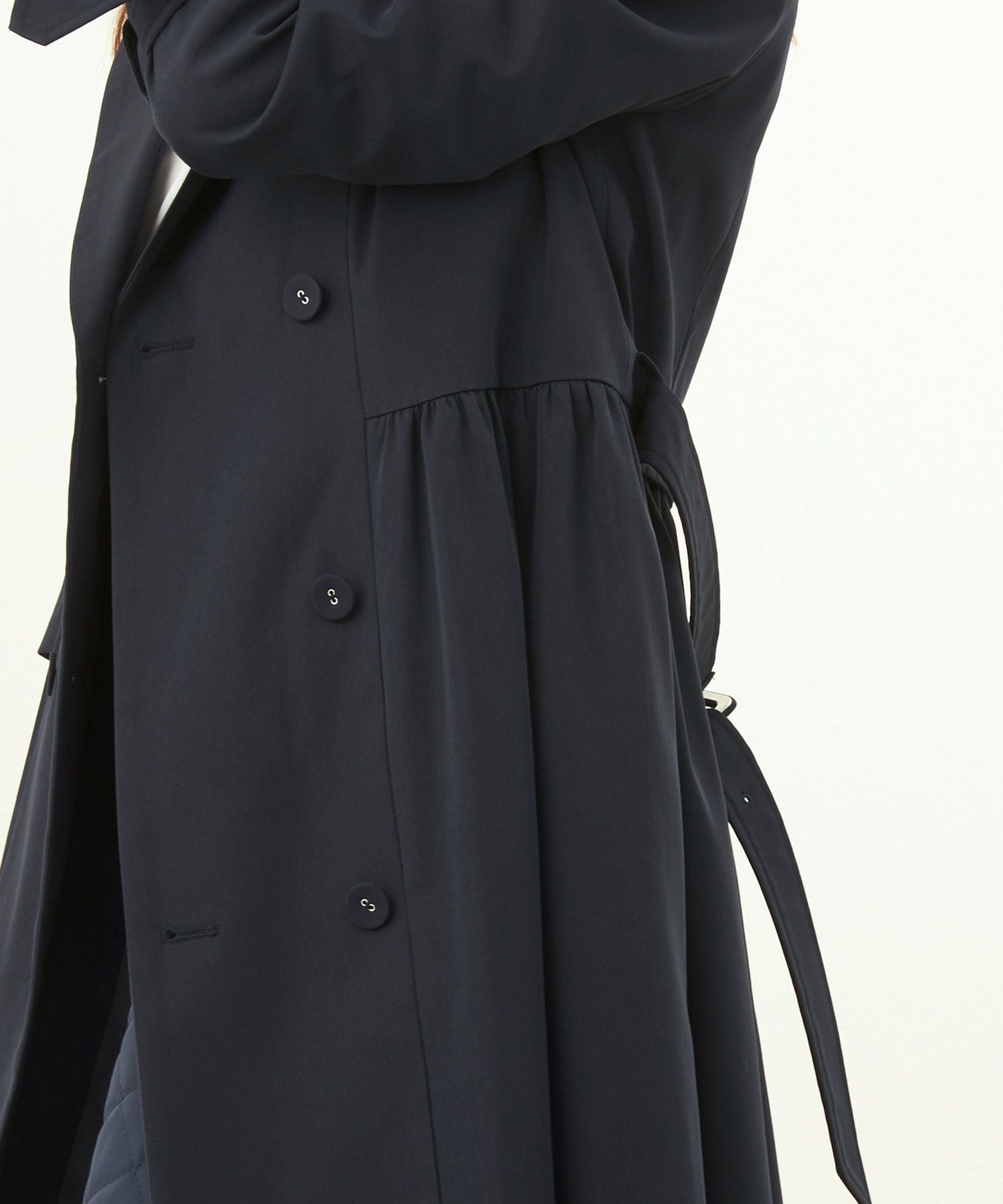 Occasion-SALE ベルト付き くるみボタン テーラード コート Liala×PG