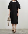 ワンピース/襟付き/バルーンスリーブ/膝下丈/5分袖/春/夏/秋/大人可愛い