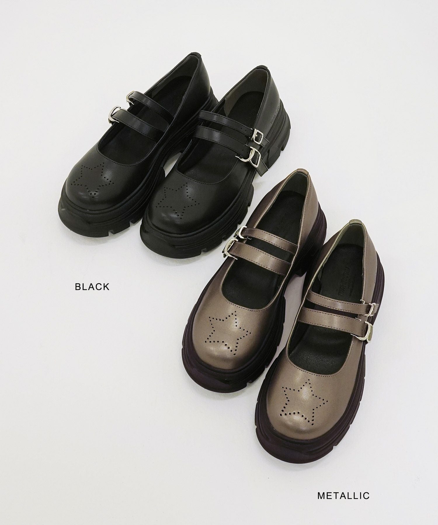 完売品TINA：JOJUN スター ダブルストラップローファー ブラック スター ダブルストラップローファー TINA：JOJUN 全2色｜tnj933-0709【4】