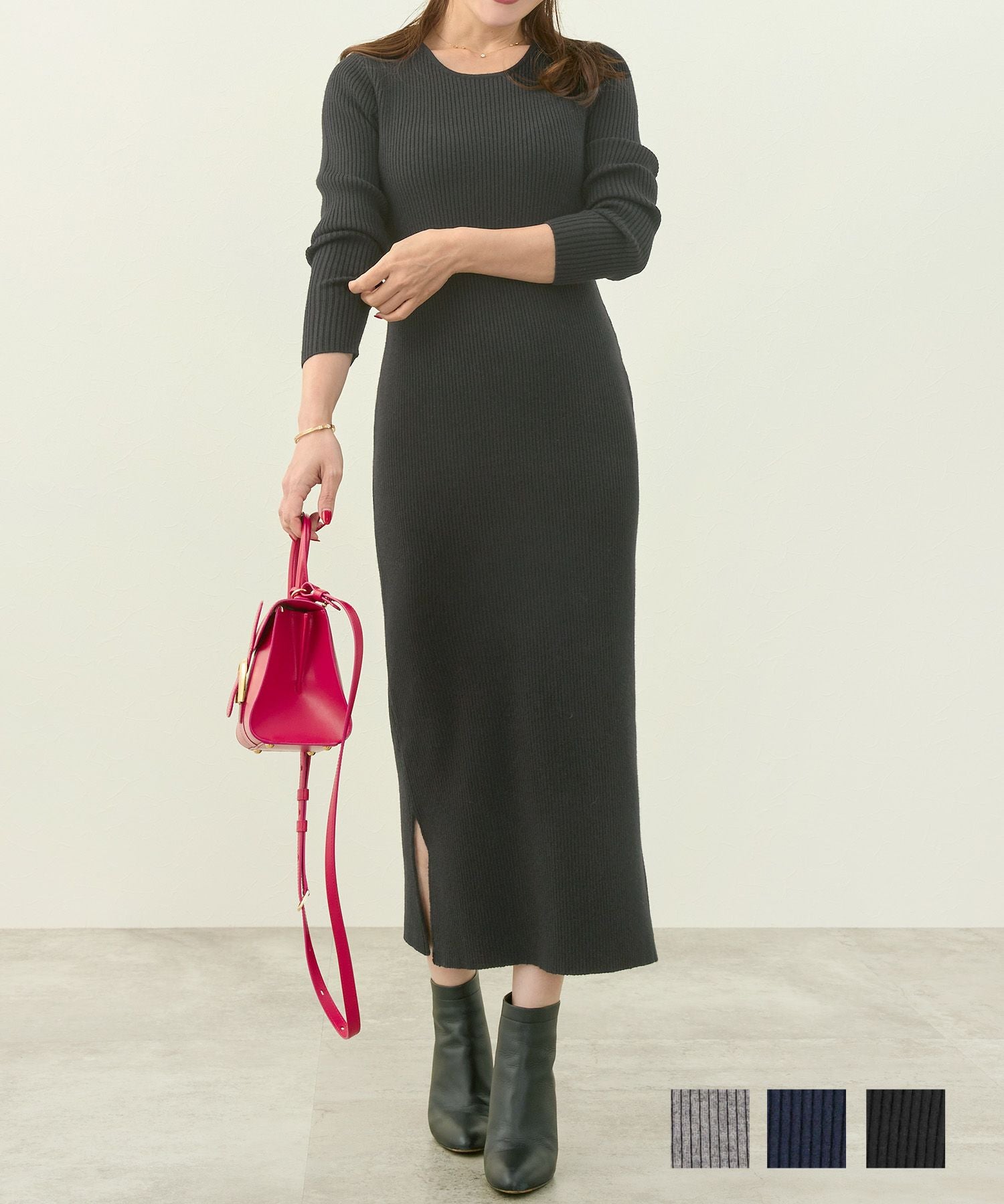 リブニット タイト ワンピース Liala×PG 全3色｜lpg331-1760【3】