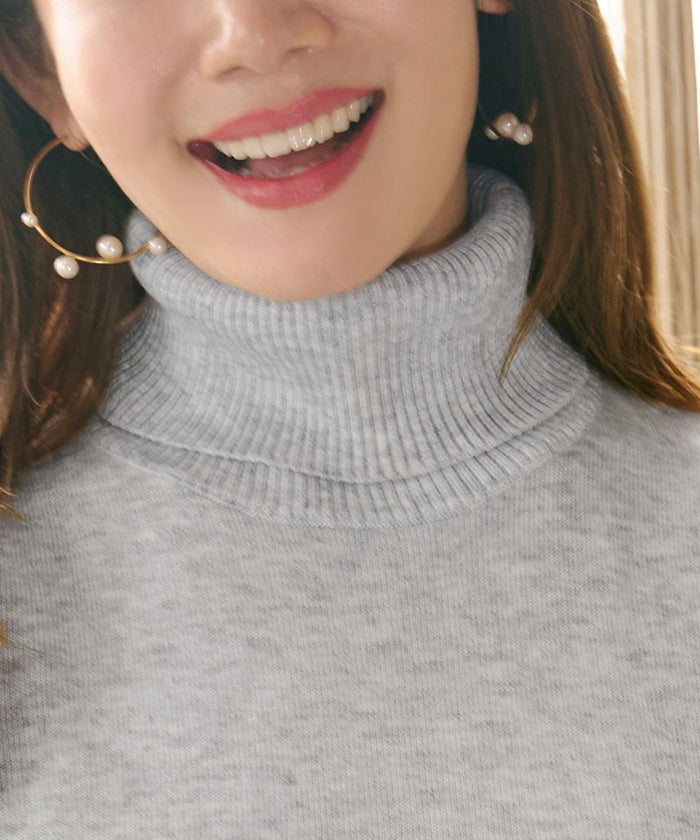 手洗い可/ワンピース/タートル/ニットフレア/長袖/ロング/ウエストシェイプ/大人可愛い