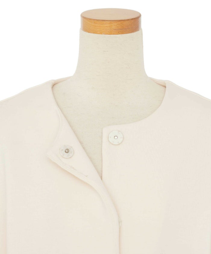 レディース/アウター/ライトアウター/羽織/ボンディング/バタフライスリーブ/フリル/ポケット/パール/クルーネック/7分袖/ショート丈/ジャケット/オケージョン/七五三/婚礼/授業参観/綺麗/上品/大人/式