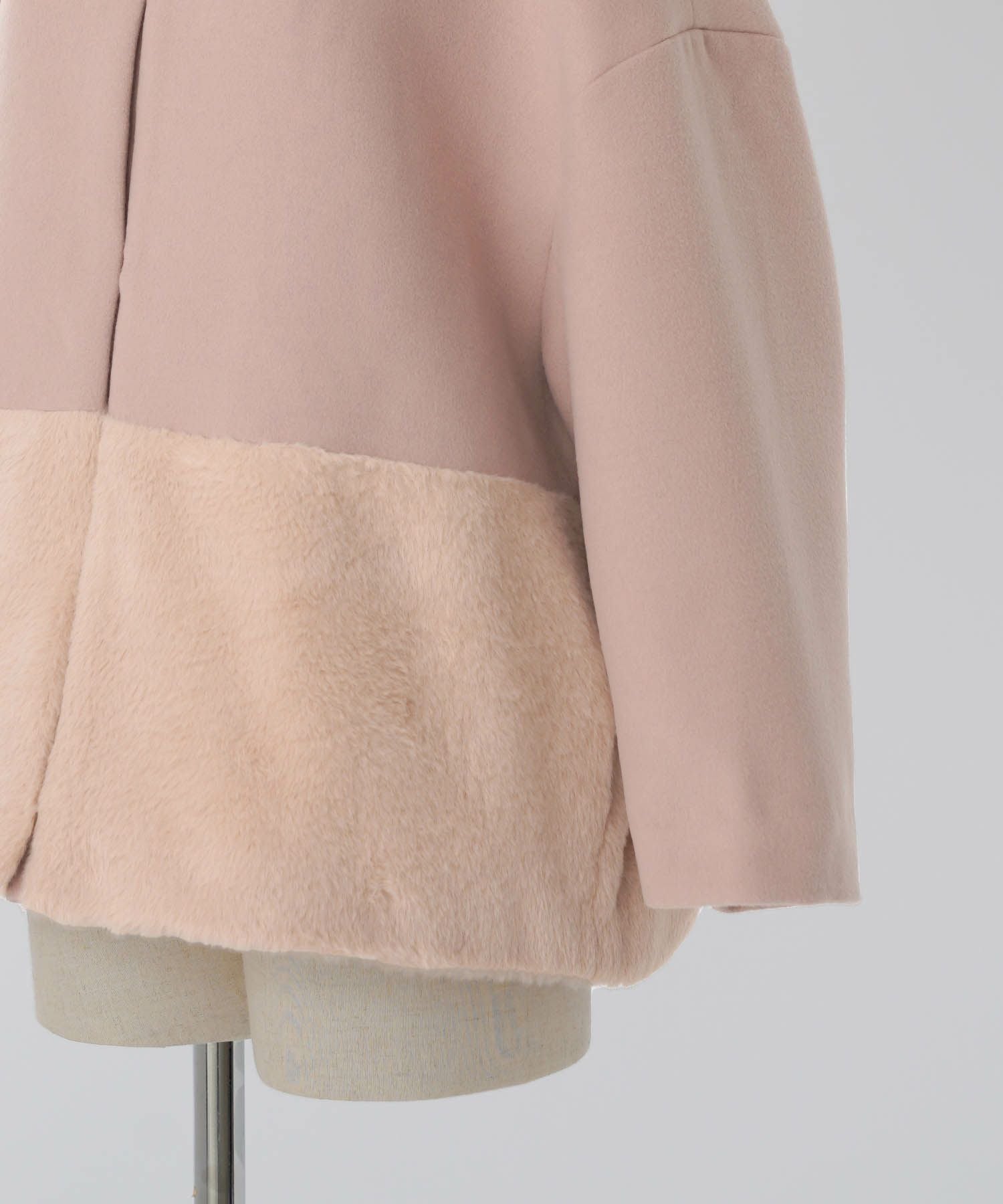 エコファーコンビ ショートコート ベージュ OUTLET-SALE エコファーコンビ ショート コート HUIT 全5色｜hit131