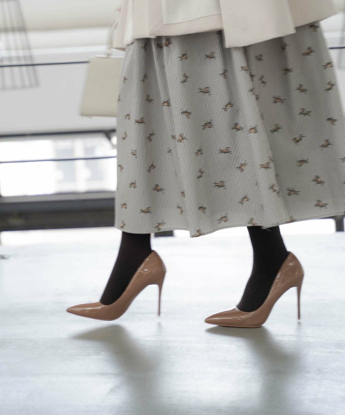 レディース/ワンピース/総柄/ホース柄/ストライプ/コットン/5分袖/春/秋/冬/ベージュ/ブラウン