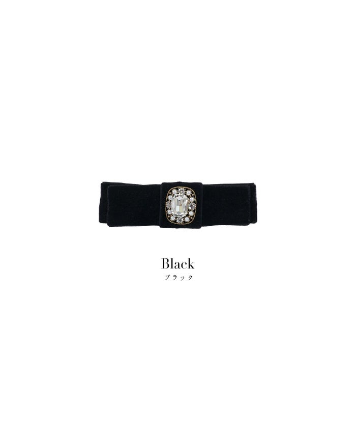 ベロアリボンビジューパール付きヘアクリップPrimaScherrer全1色｜psc975-0781【1】