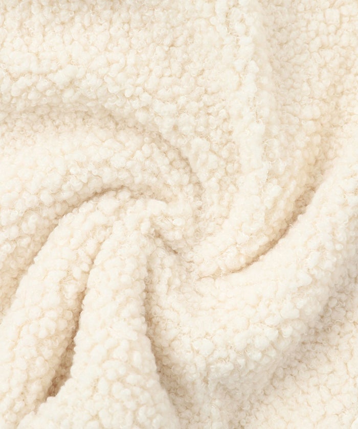 トップス/プードルファー/コンビ/ペプラム/アイボリー/ブラック/フリー/