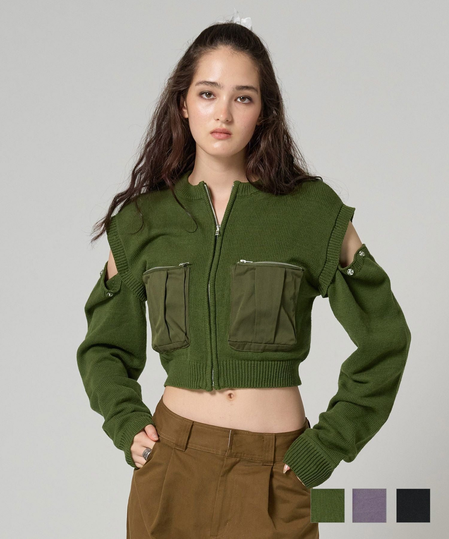 TAN 2017SS ニット カーディガン GWSALE ミリタリー カーディガン TINA：JOJUN 全3色｜tnj431-0738【3】