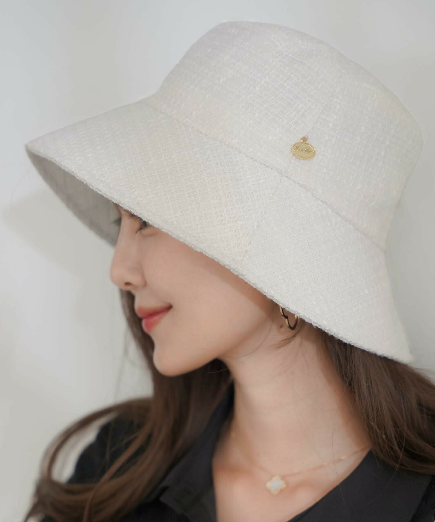 OUTLET-SALE vaniller オリジナル チャーム付き ツイード バケット