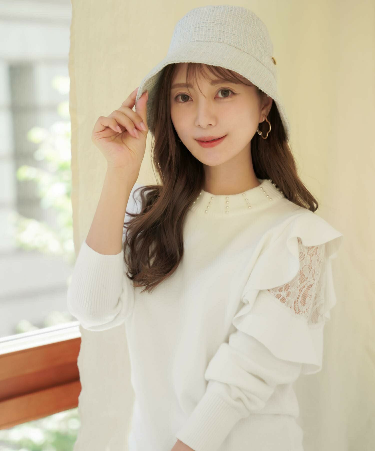 OUTLET-SALE vaniller オリジナル チャーム付き ツイード バケット