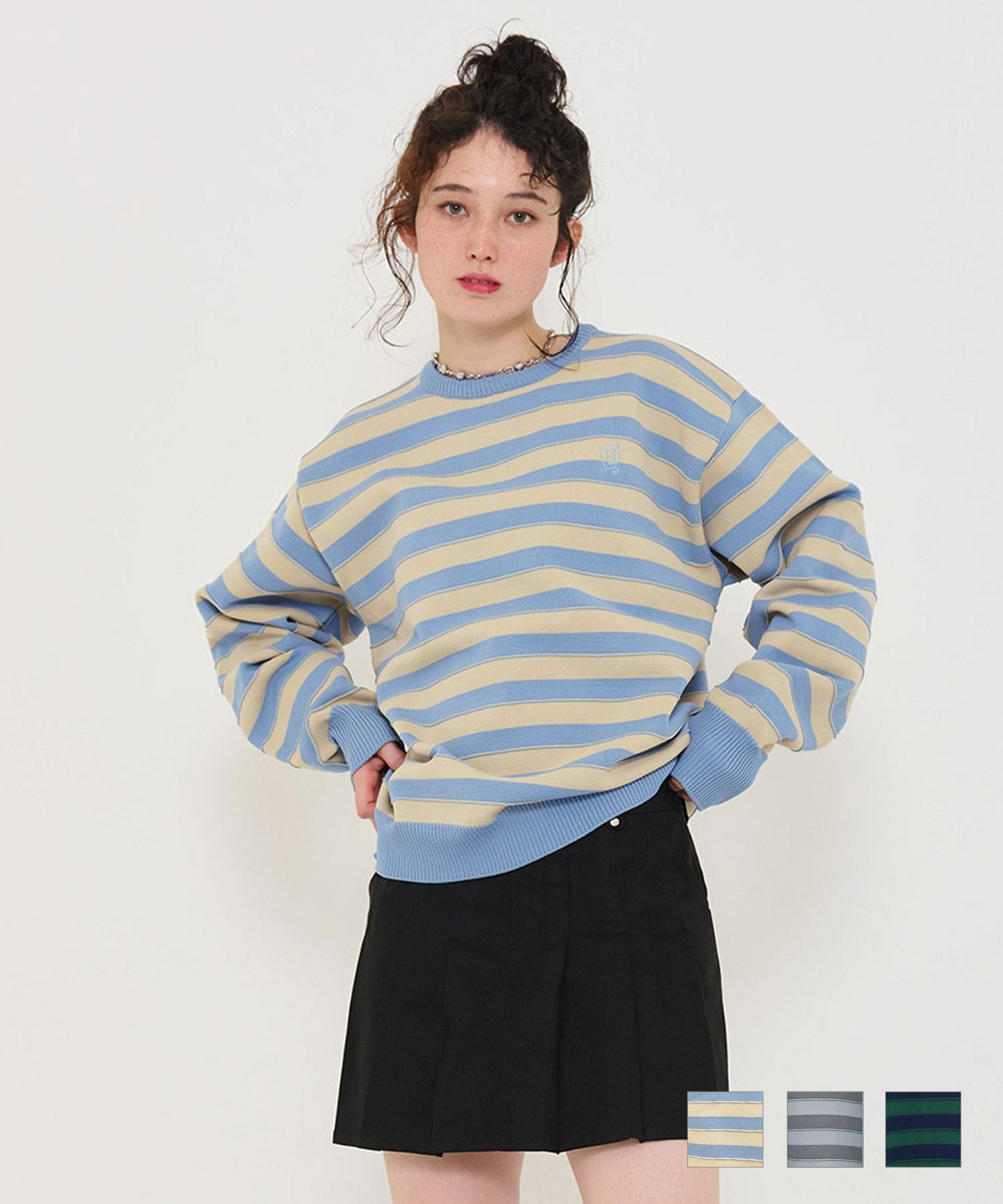 ユニセックス ボーダーニットプルオーバー TINA：JOJUN 全3色｜tnj431