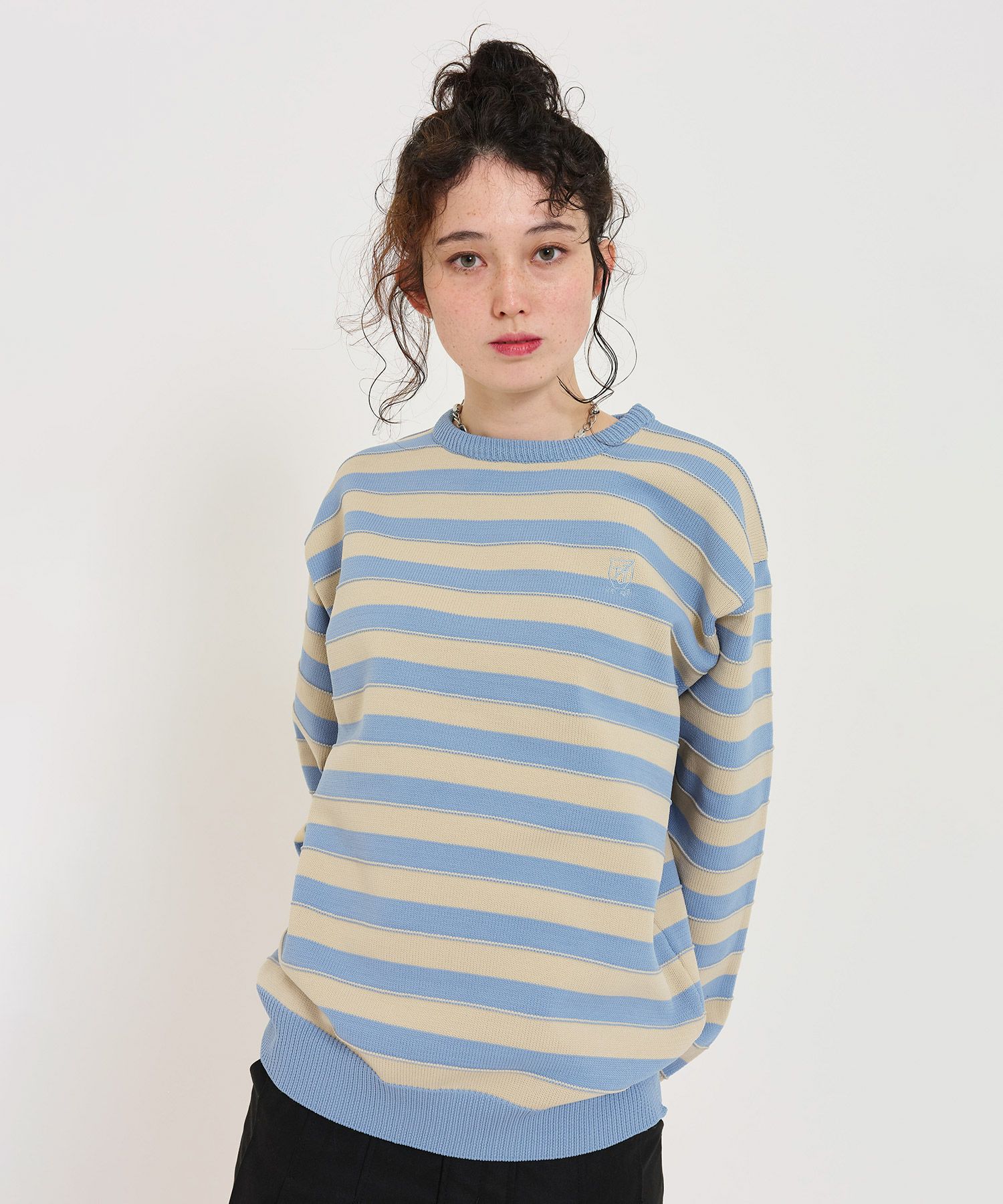 ユニセックス ボーダーニットプルオーバー TINA：JOJUN 全3色｜tnj431