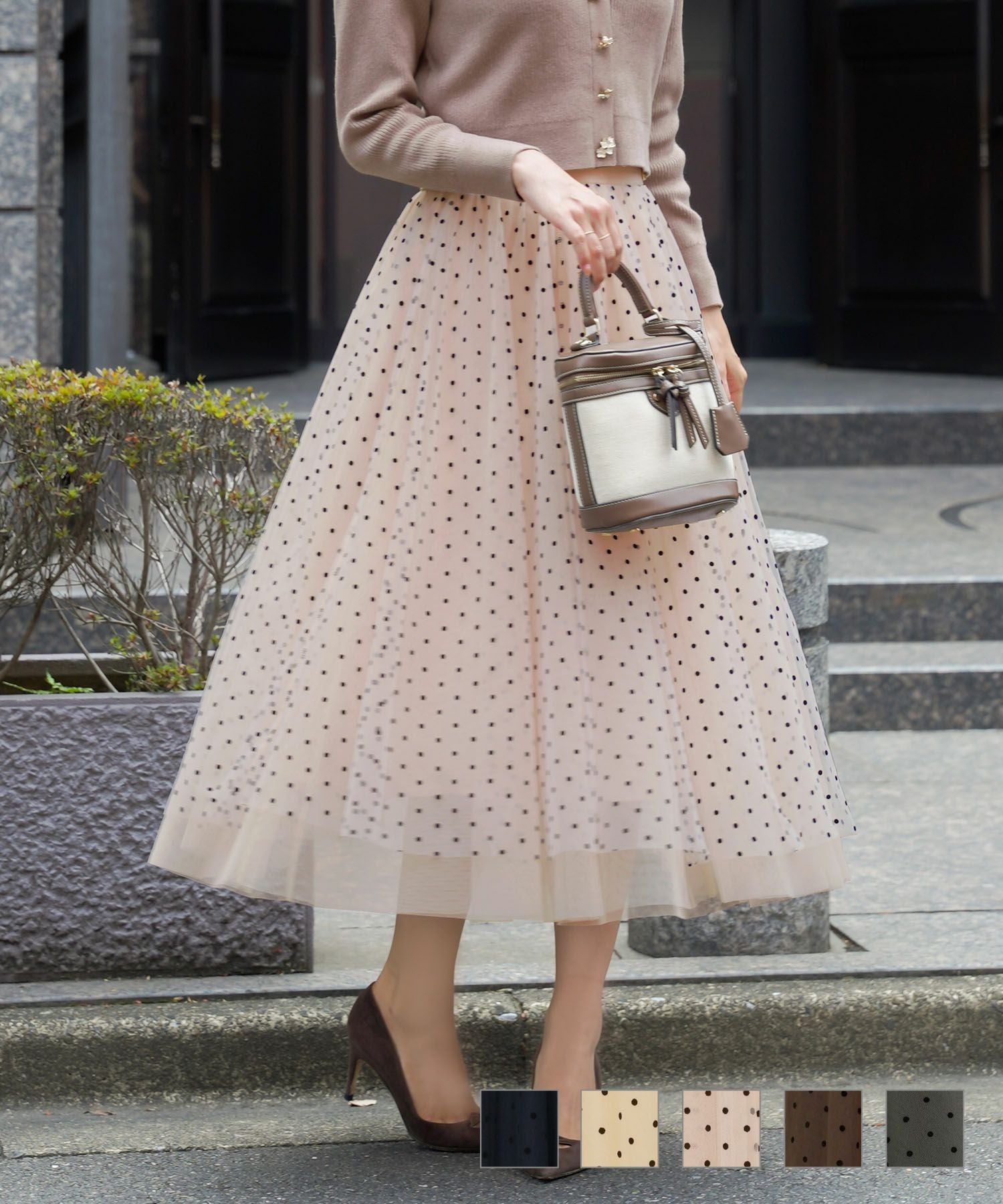 フロッキードット チュール スカート le reve vaniller 全5色 ｜lvn631