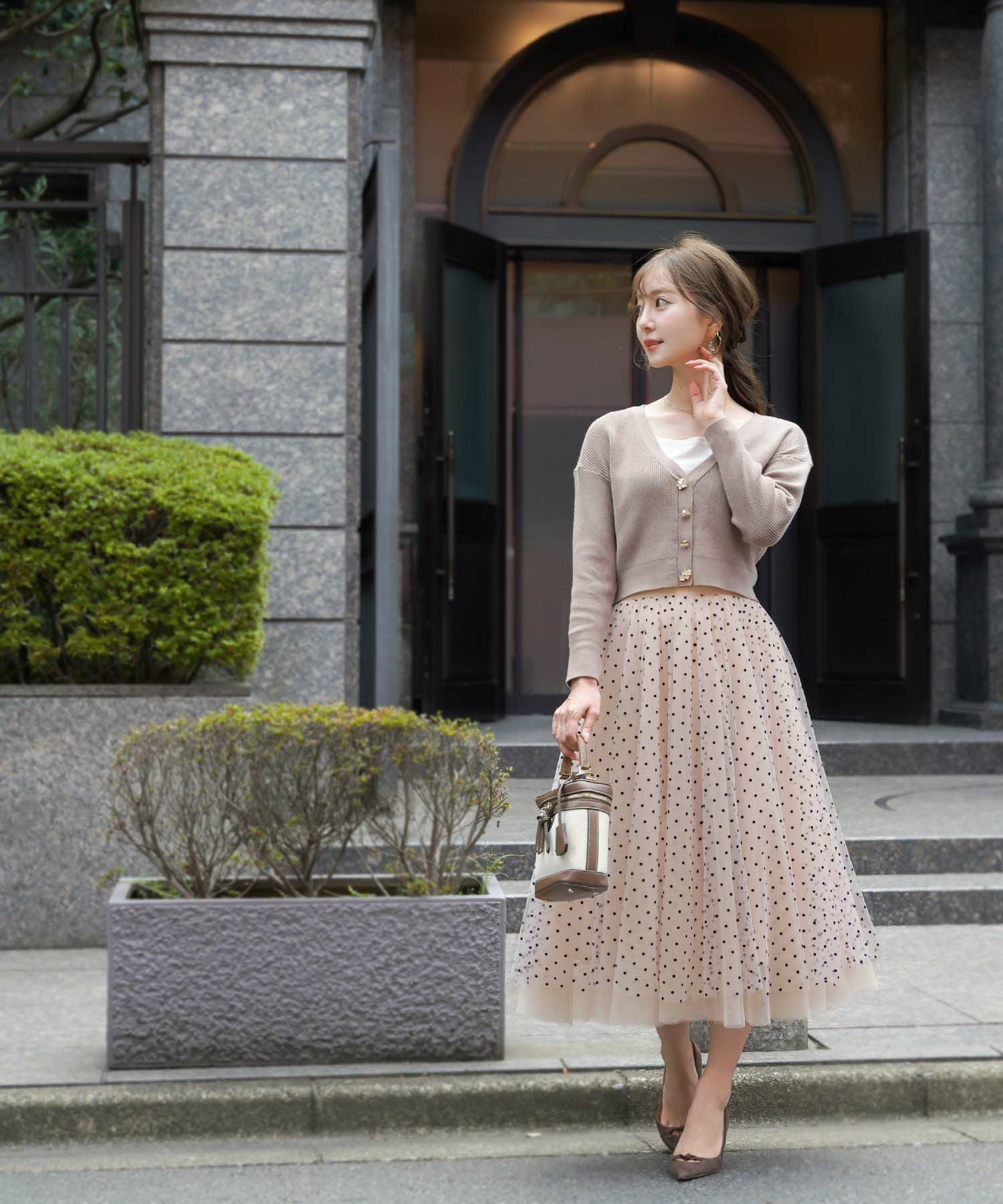 RED VALENTINO ブラウン　ドット柄 チュールスカート 中古・古着通販】RED VALENTINO (レッドヴァレンティノ) レオパード